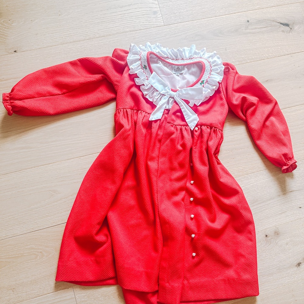 Elegant Red Kids Formal Dress with White Accents